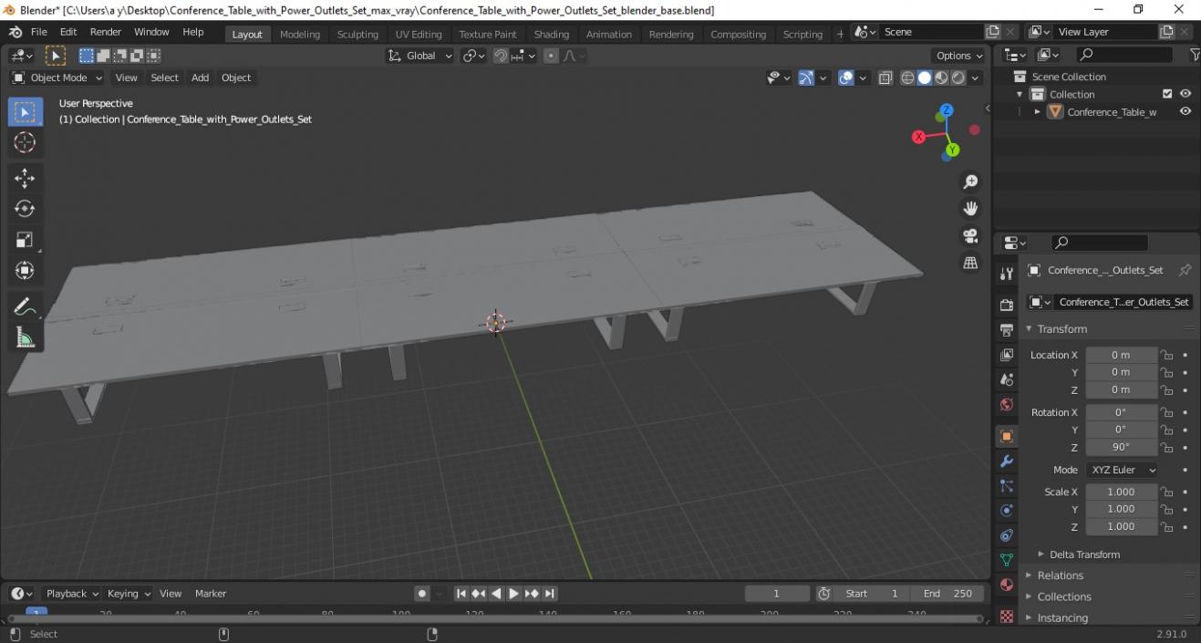 Conference Table with Power Outlets Set 3D model