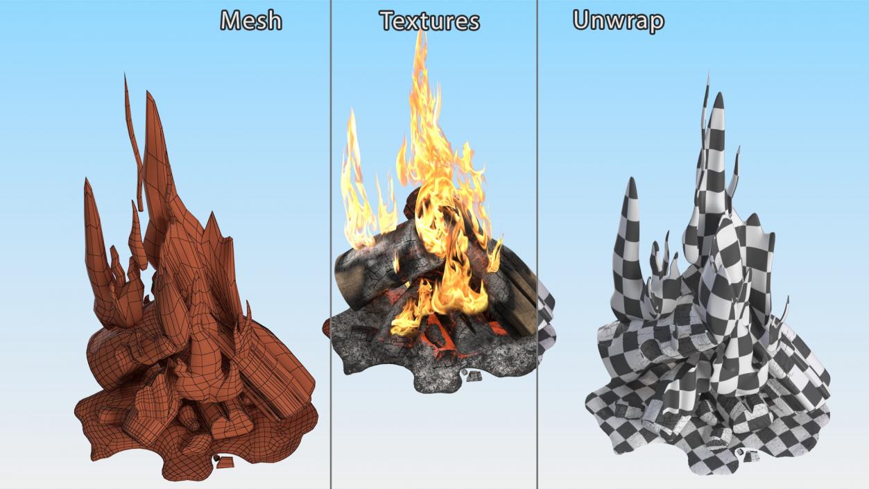 3D model Campfire with Flames