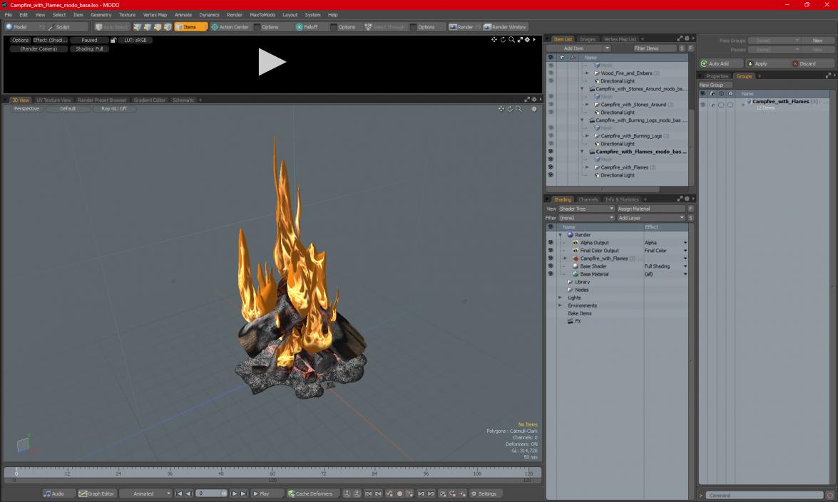 3D model Campfire with Flames