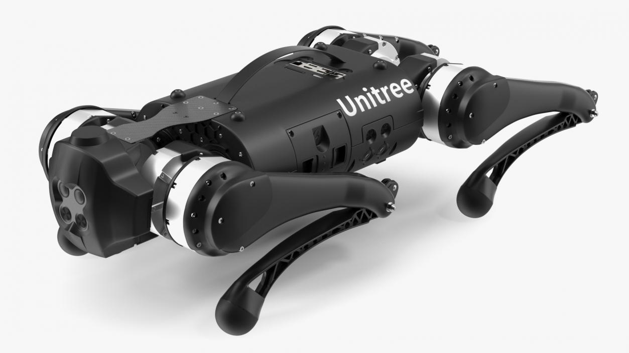 3D Unitree Go1 EDU Plus Black Rigged model