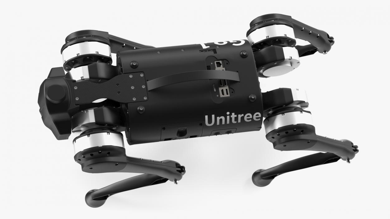 3D Unitree Go1 EDU Plus Black Rigged model