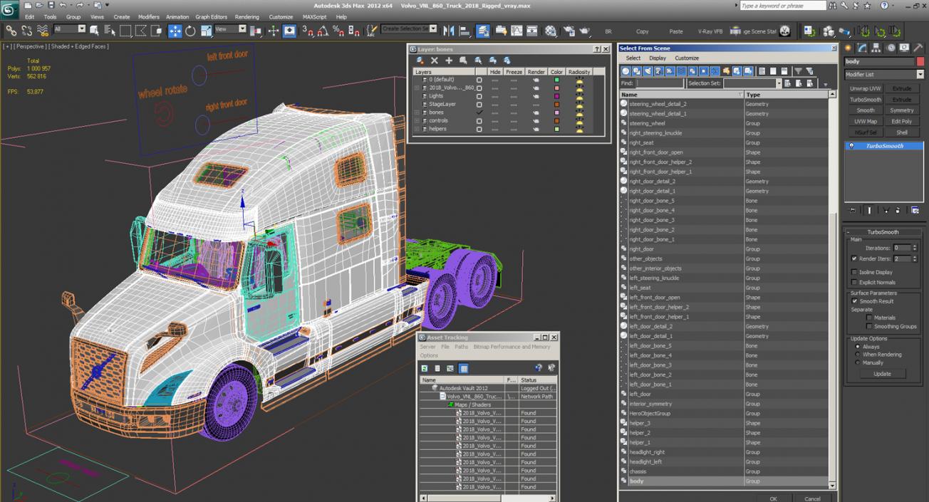 3D Volvo VNL 860 Truck 2018 Rigged