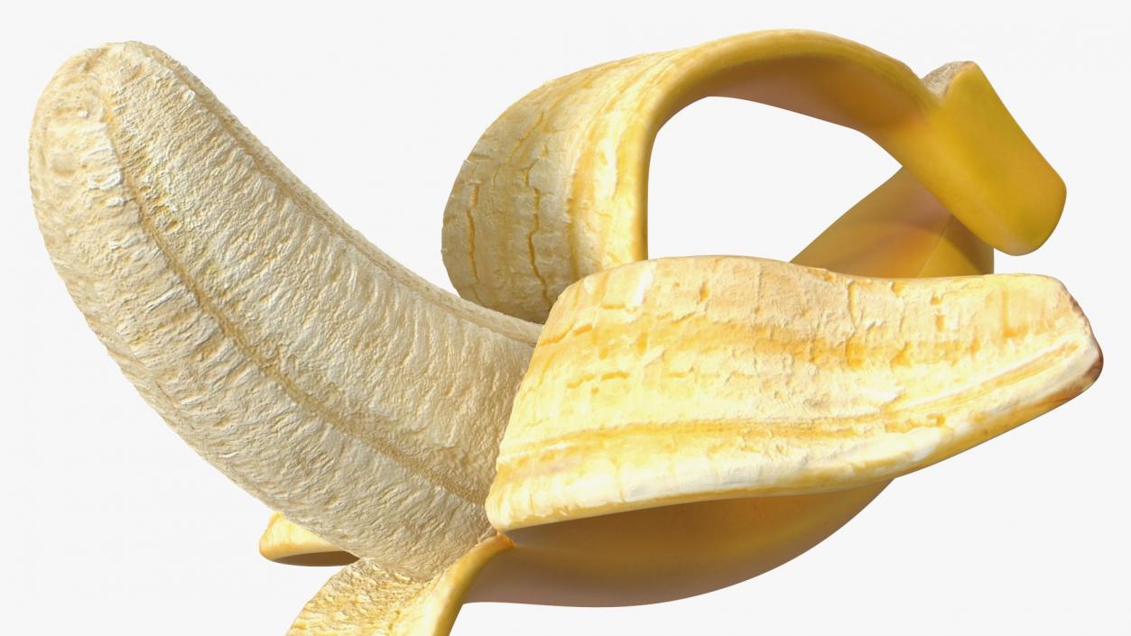 Banana Peeled From Stem End 3D