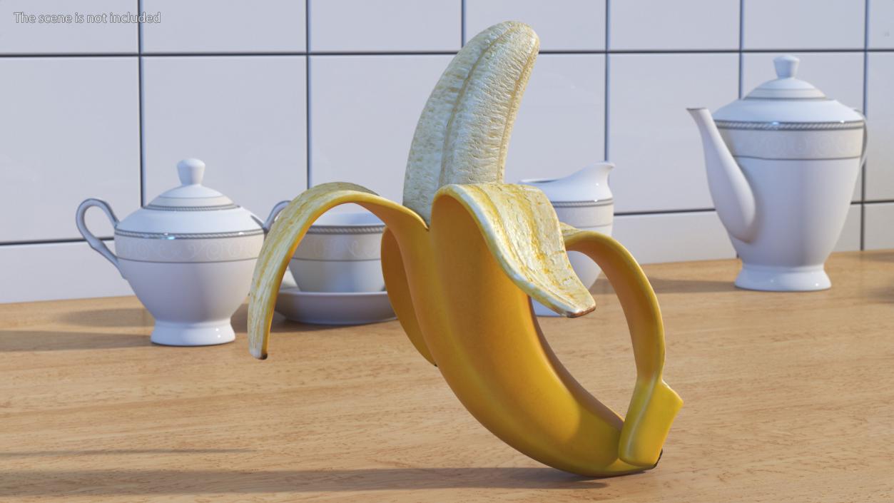 Banana Peeled From Stem End 3D