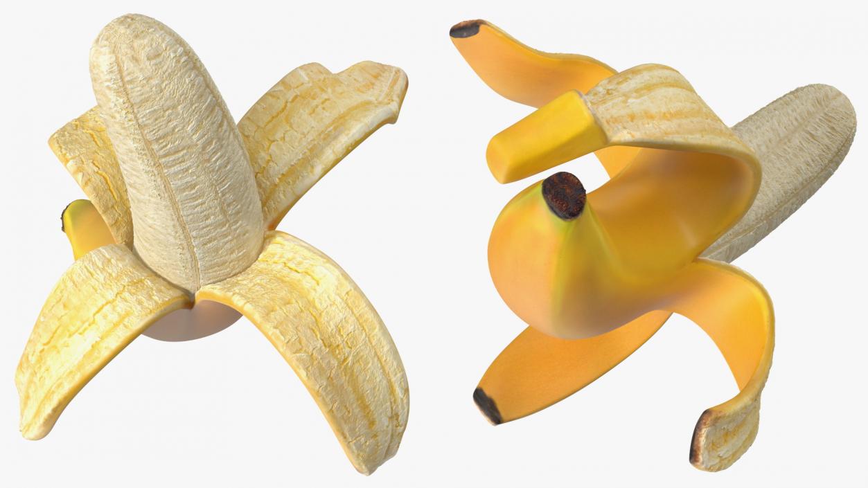 Banana Peeled From Stem End 3D