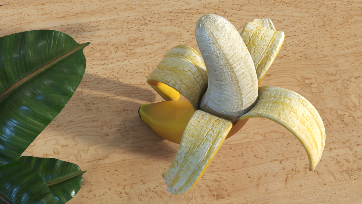 Banana Peeled From Stem End 3D