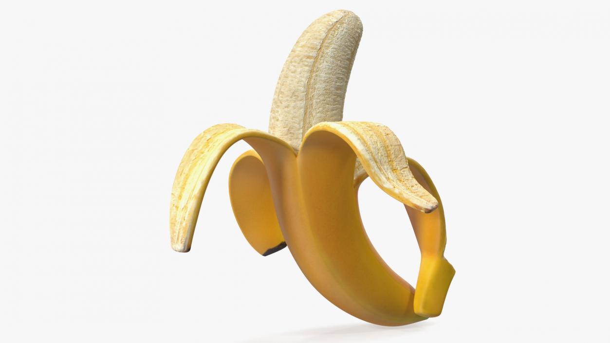 Banana Peeled From Stem End 3D