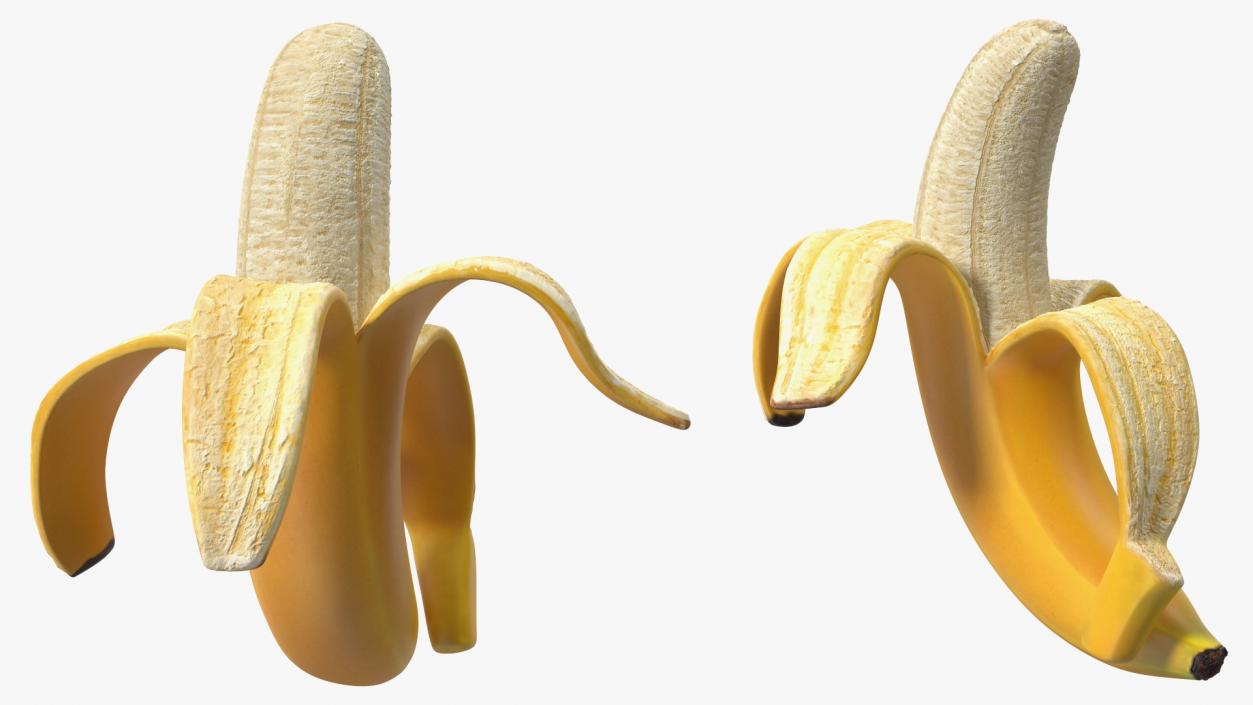 Banana Peeled From Stem End 3D