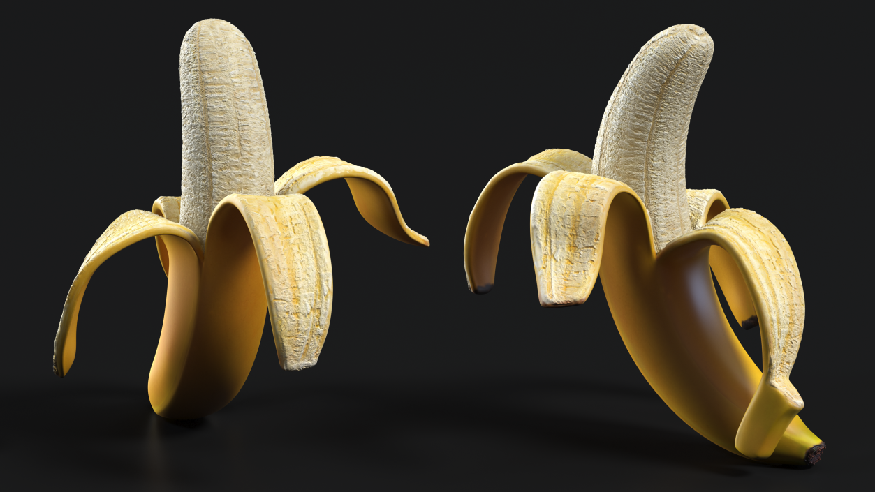 Banana Peeled From Stem End 3D