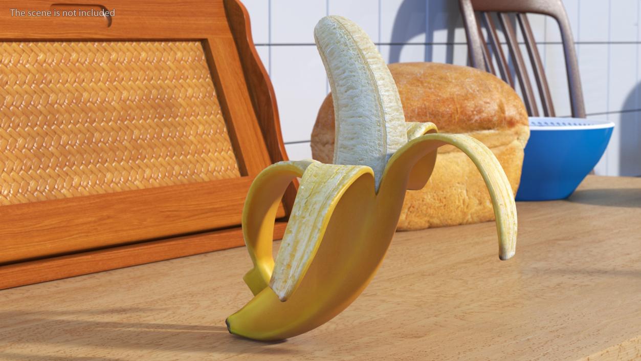 Banana Peeled From Stem End 3D