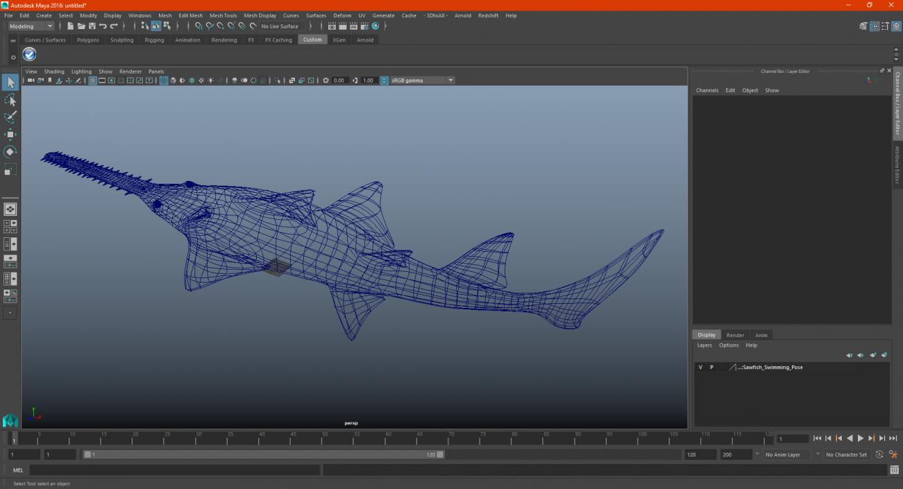 3D Sawfish Swimming Pose