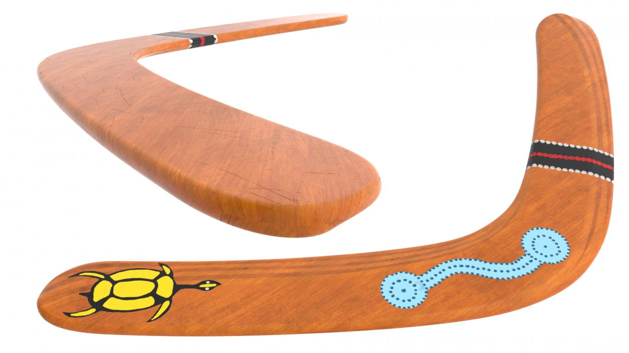 Ethno Turtle Wooden Boomerang 3D model