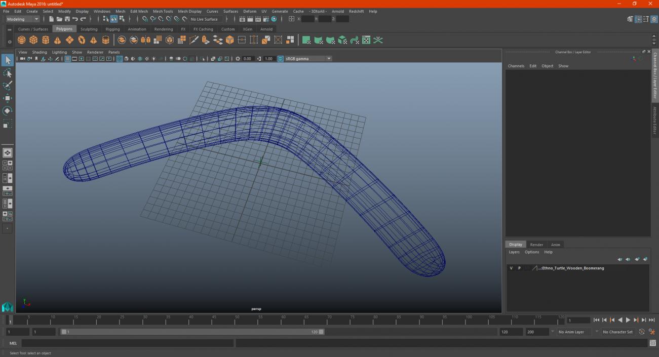 Ethno Turtle Wooden Boomerang 3D model