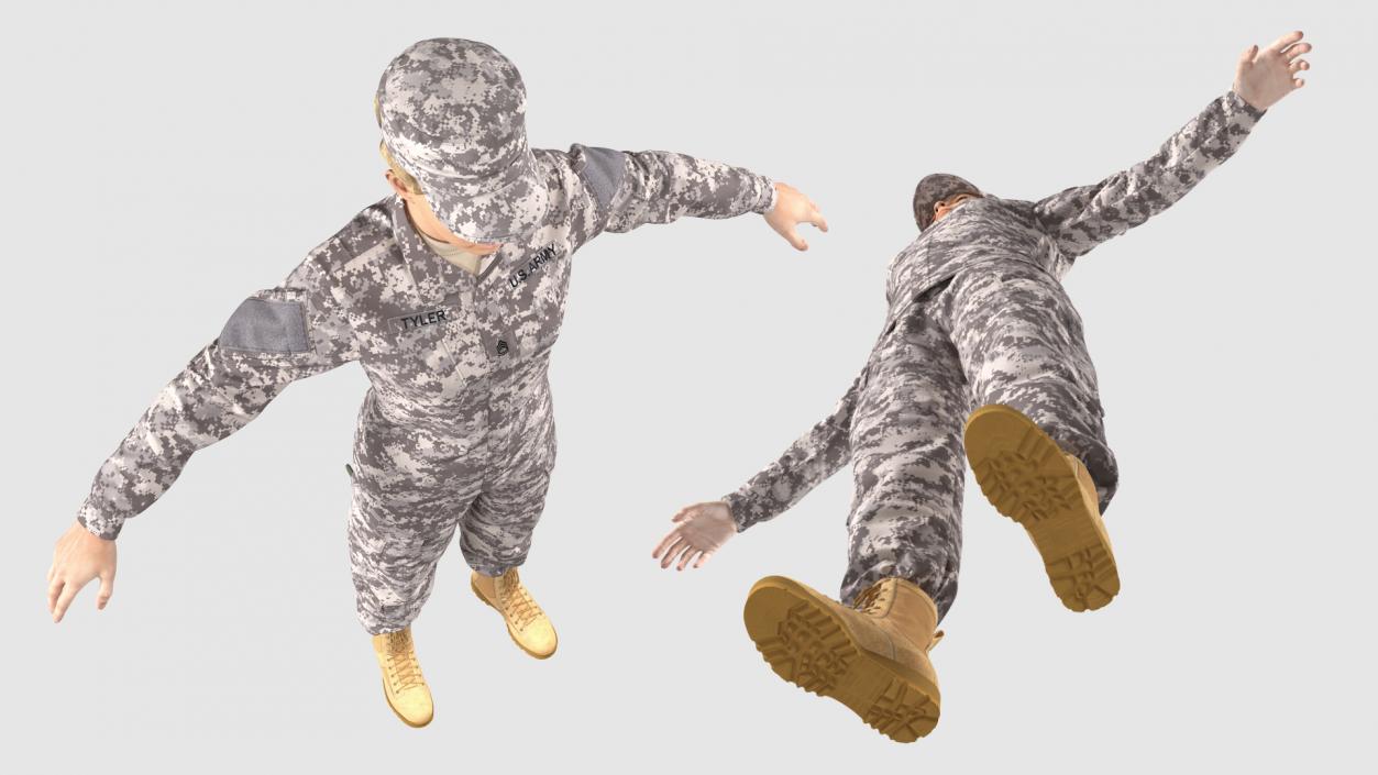 Female Soldier Military ACU Neutral Pose Fur 3D model