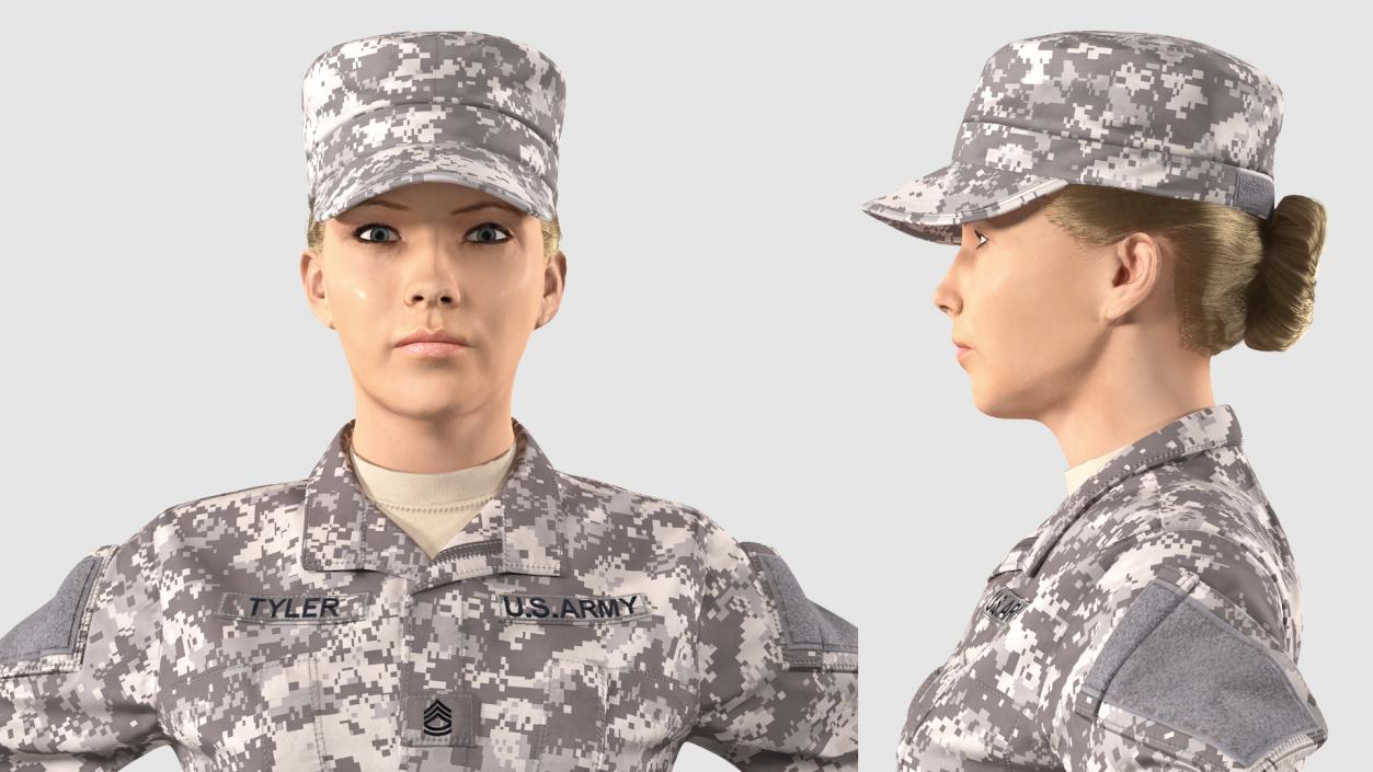 Female Soldier Military ACU Neutral Pose Fur 3D model