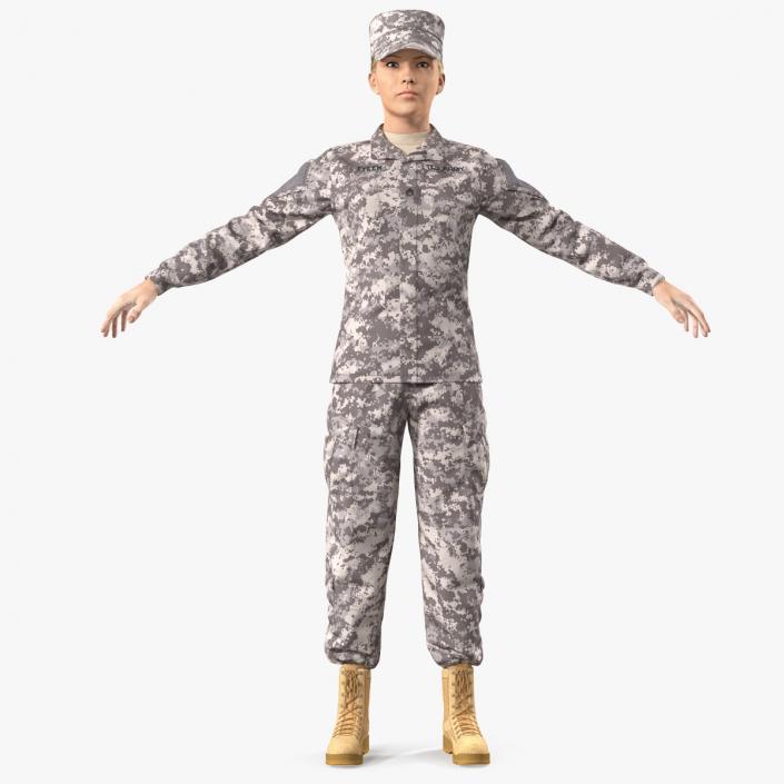 Female Soldier Military ACU Neutral Pose Fur 3D model