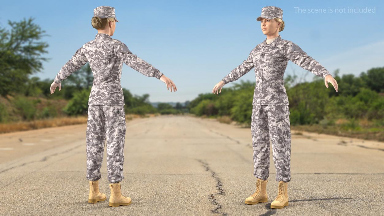 Female Soldier Military ACU Neutral Pose Fur 3D model