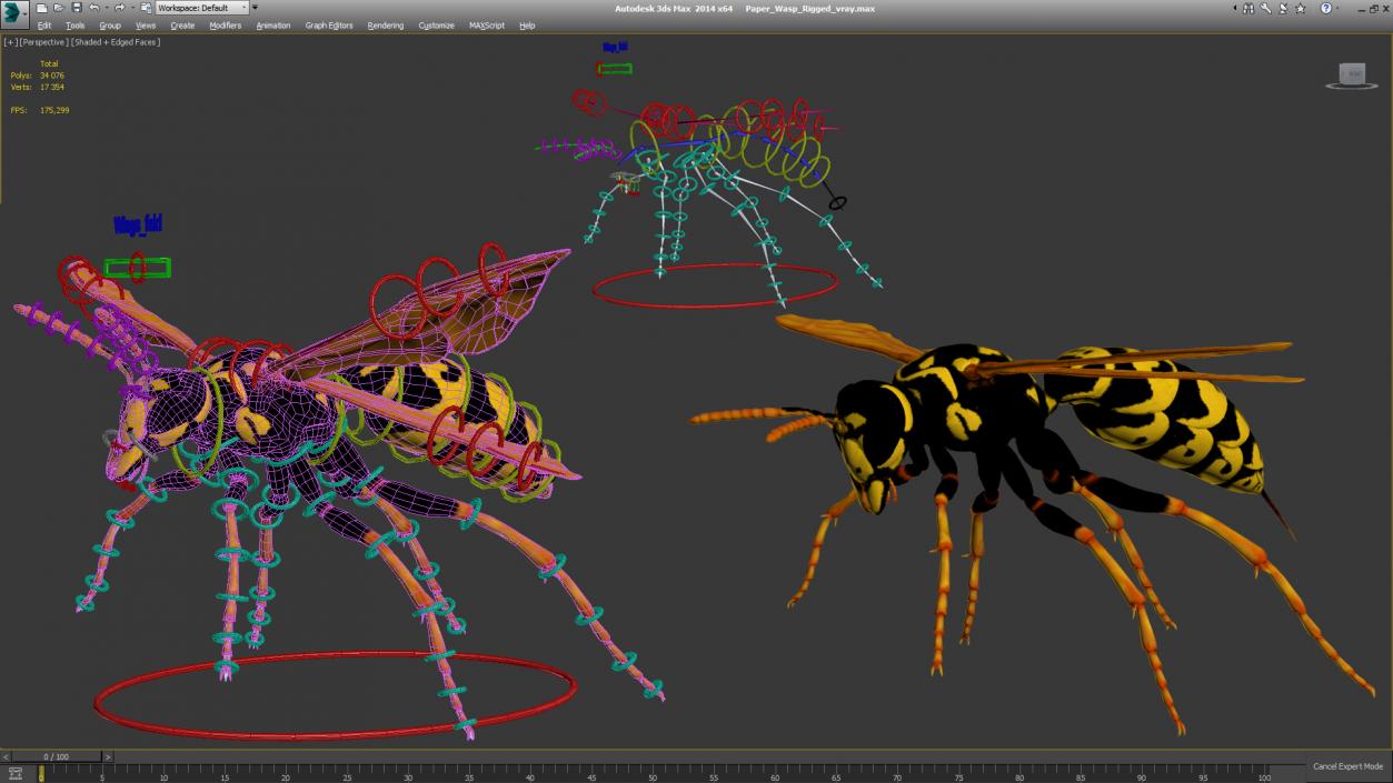 Paper Wasp Rigged 3D