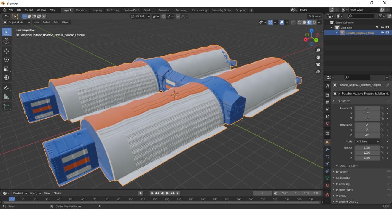 3D model Portable Negative Pressure Isolation Hospital