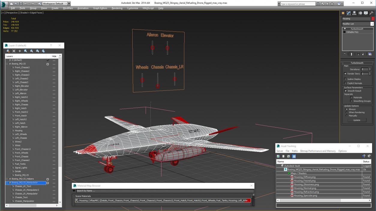 3D model Boeing MQ25 Stingray Aerial Refueling Drone Rigged