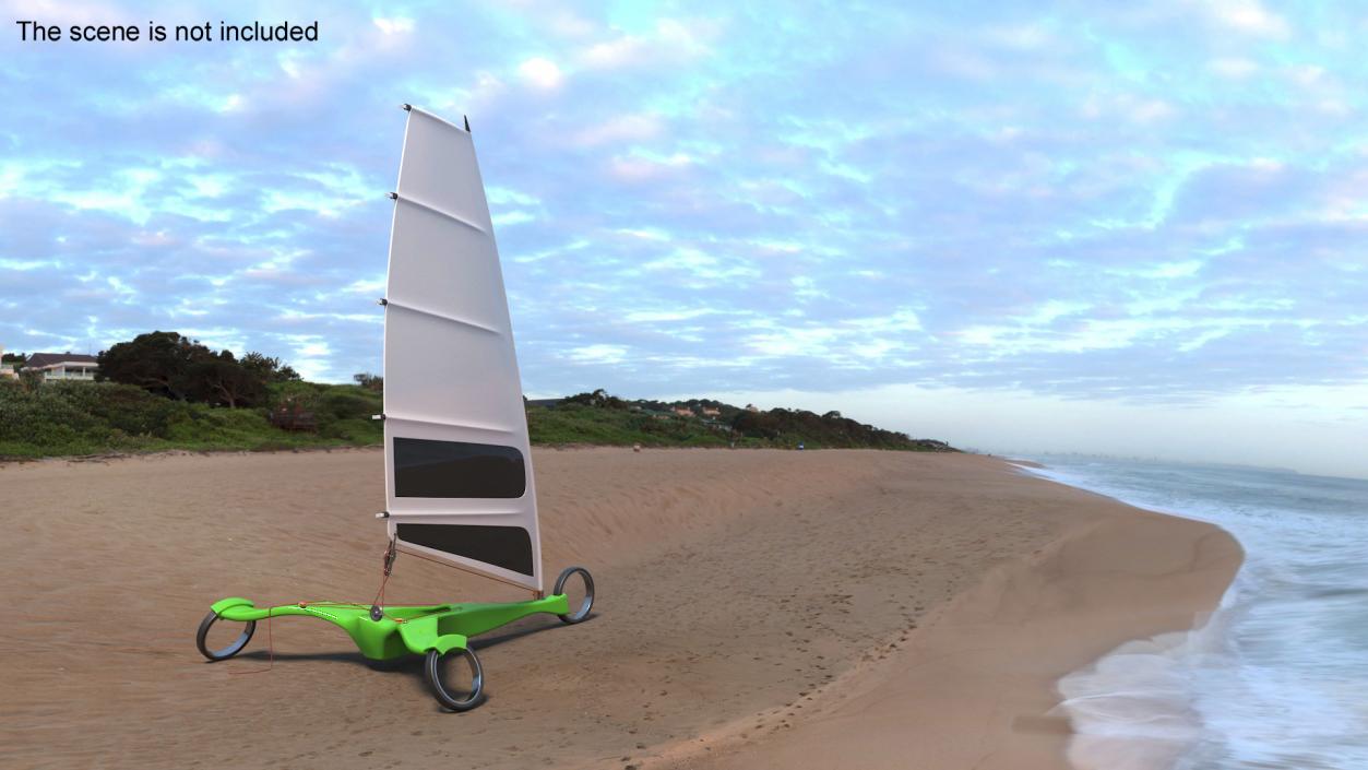 3D Modern Land Sand Yacht Green model