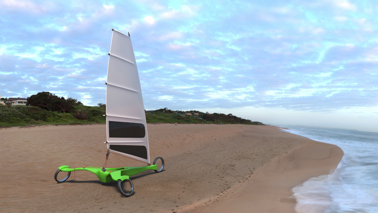 3D Modern Land Sand Yacht Green model