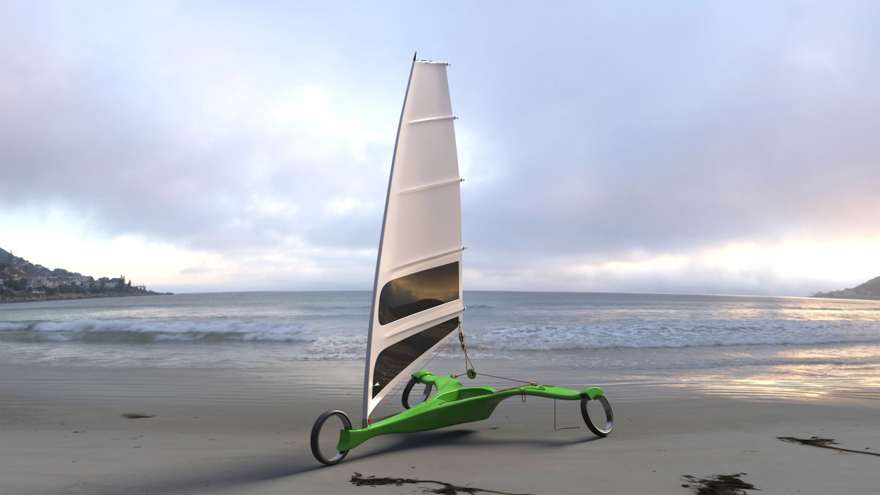 3D Modern Land Sand Yacht Green model