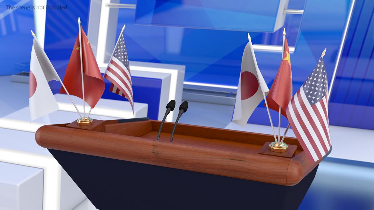 Table Flags USA China Japan 3D