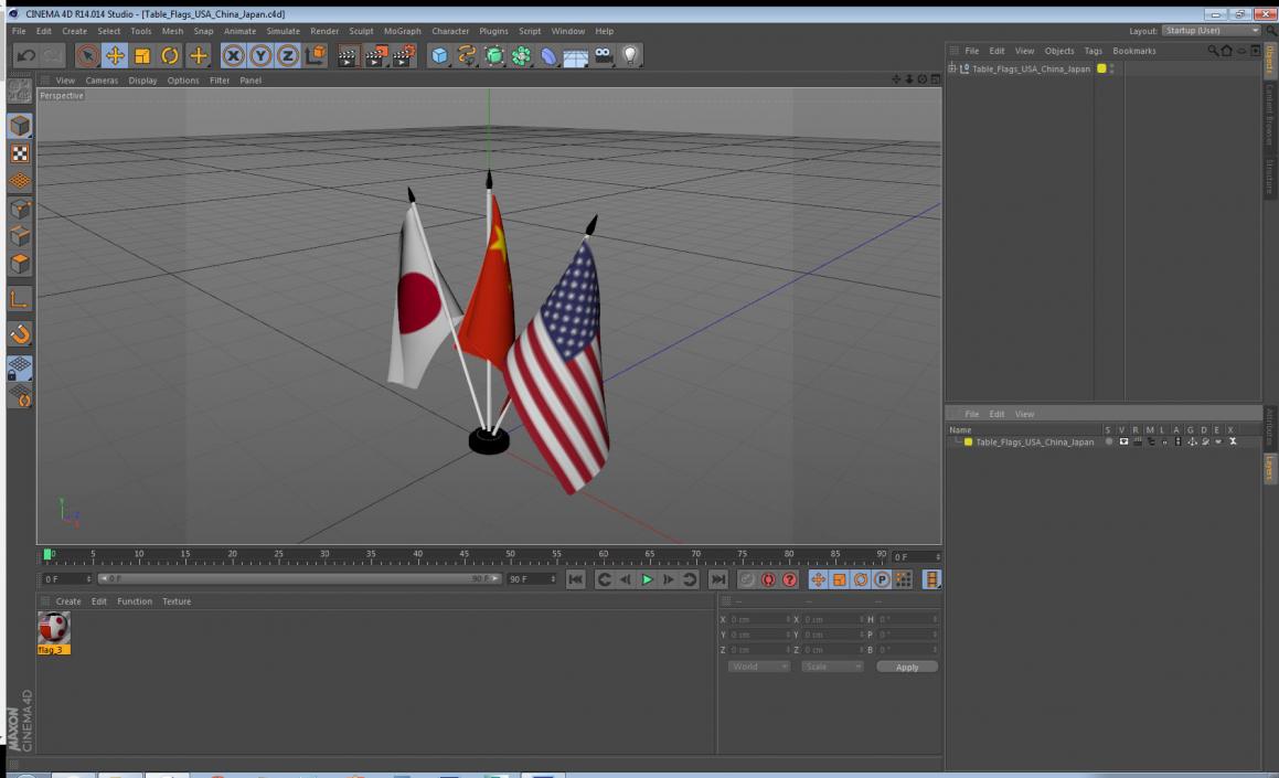 Table Flags USA China Japan 3D