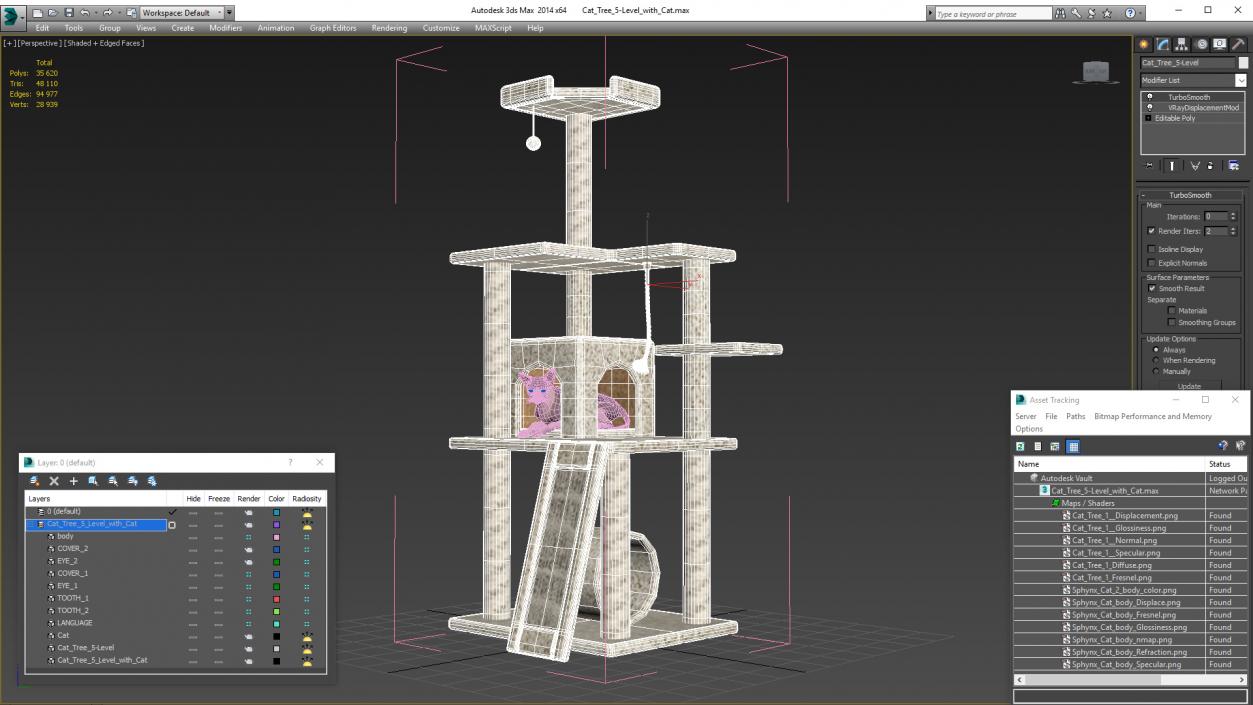 3D model Cat Tree 5-Level with Cat