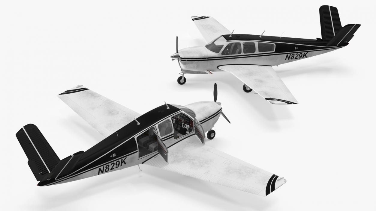 3D Private Aircraft Beechcraft Bonanza S35 V Tail Rigged model