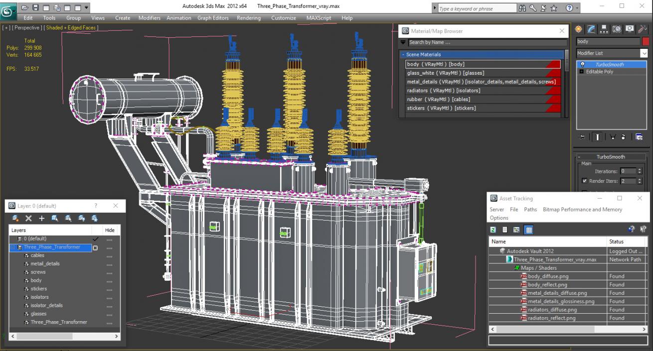 3D Three Phase Transformer model