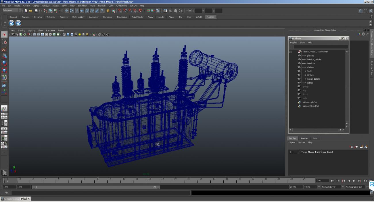 3D Three Phase Transformer model