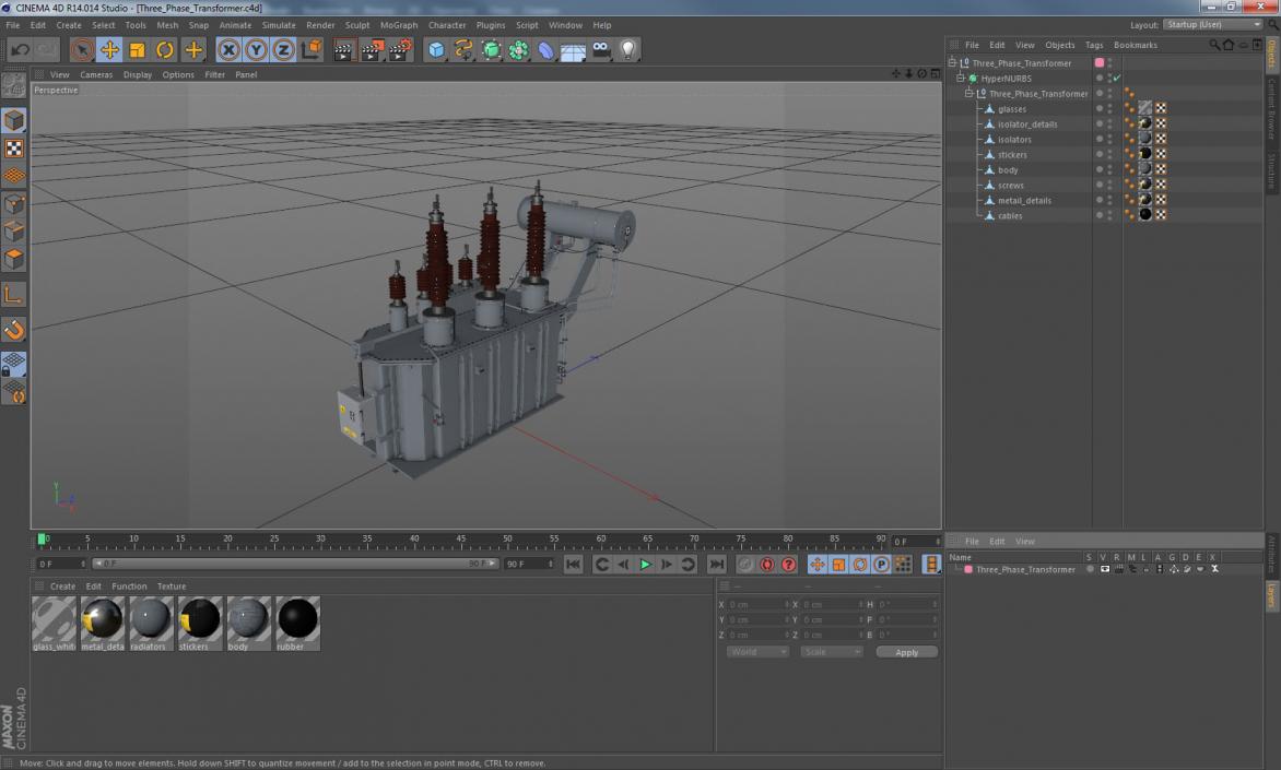 3D Three Phase Transformer model