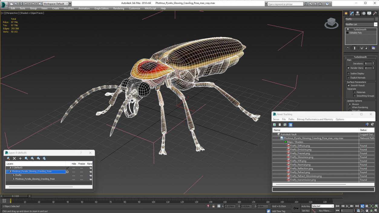 3D Photinus Pyralis Glowing Crawling Pose model