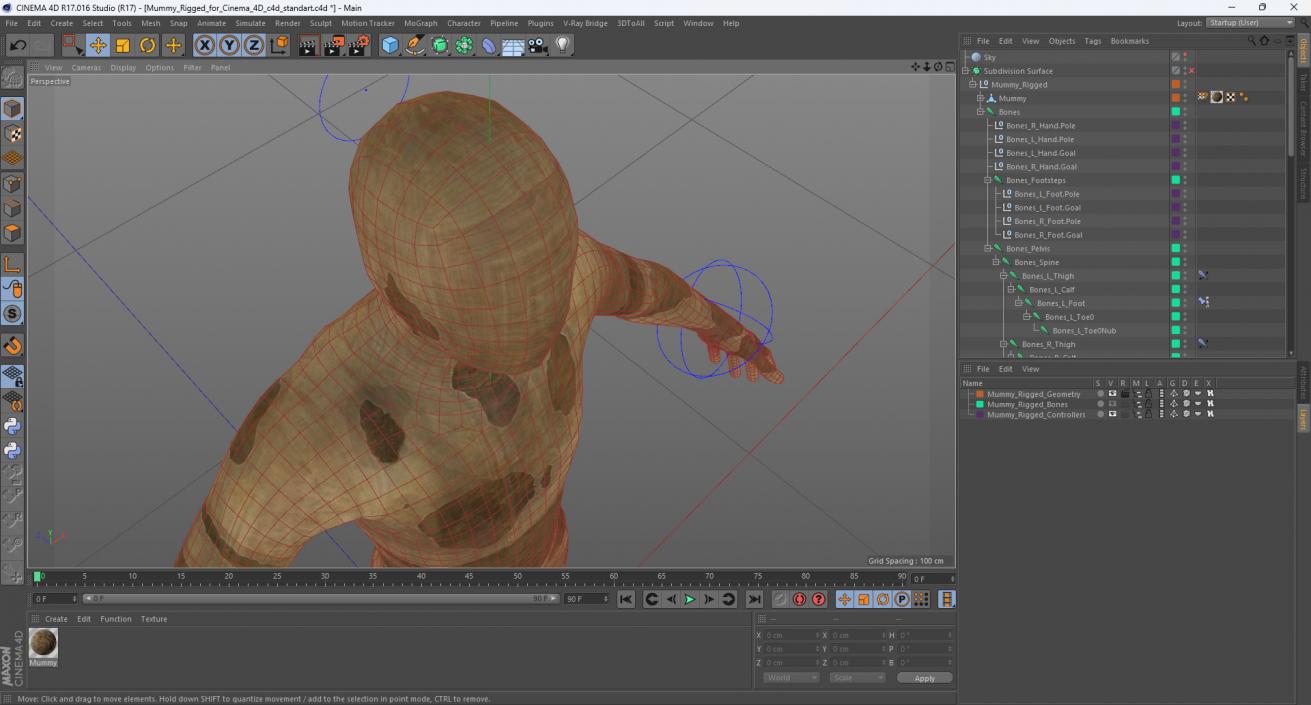 3D Mummy Rigged for Cinema 4D 2 model