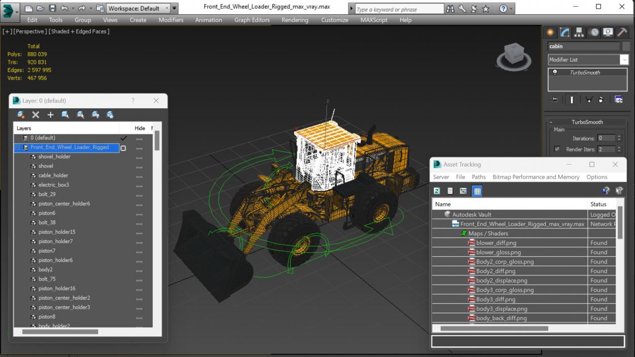 Front End Wheel Loader Rigged 3D model