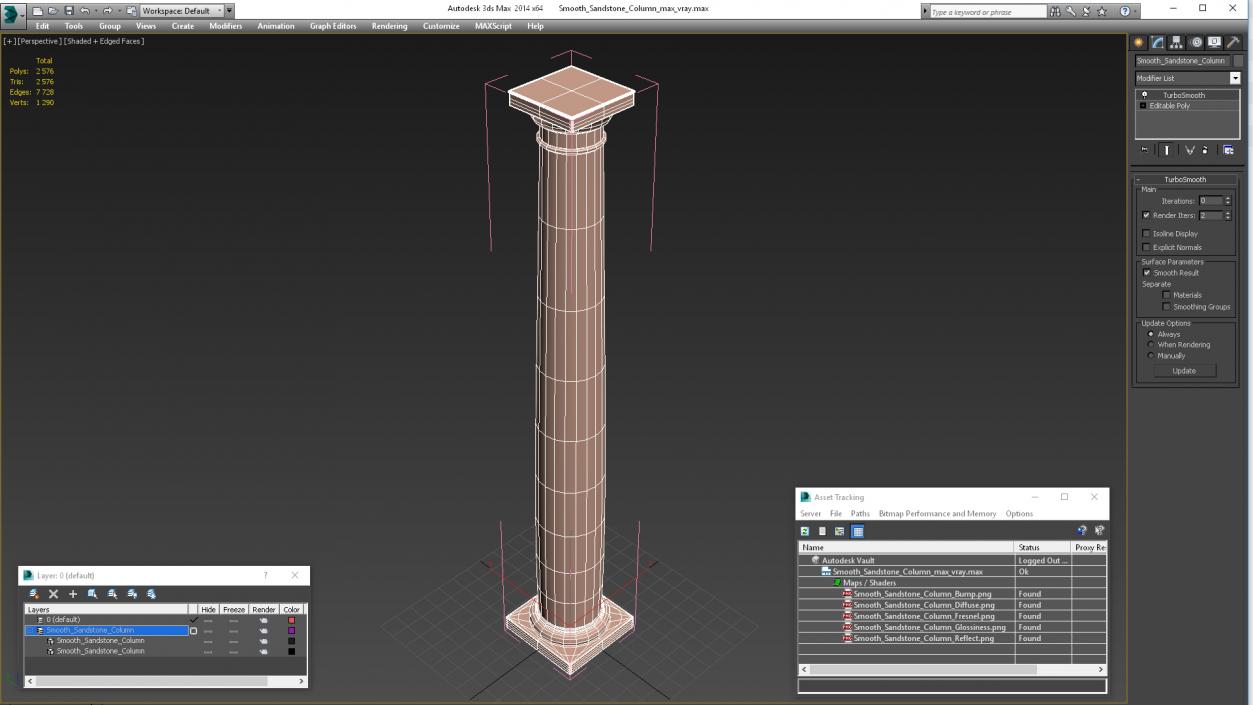 3D Smooth Sandstone Column model