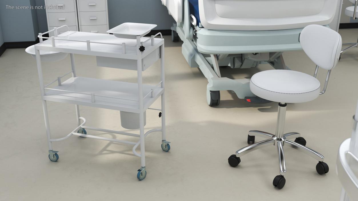 Medical Instrument Trolley White 3D