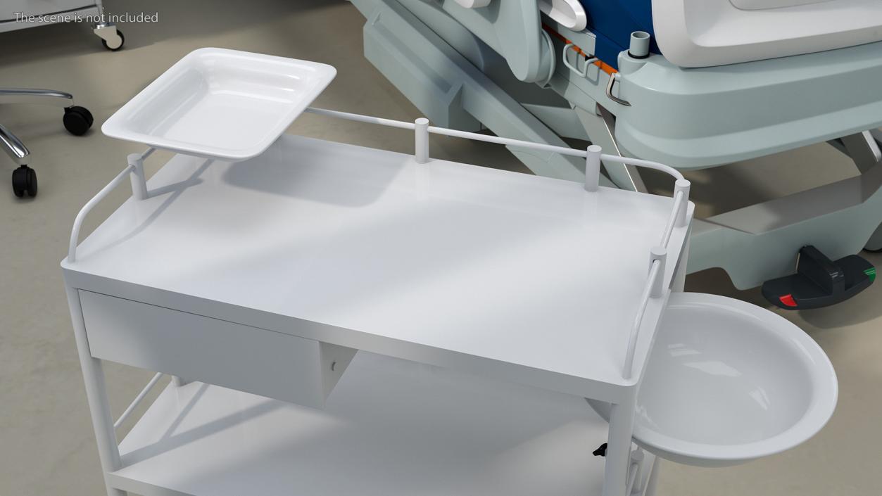 Medical Instrument Trolley White 3D