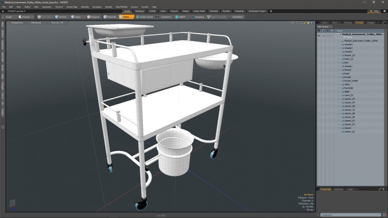 Medical Instrument Trolley White 3D