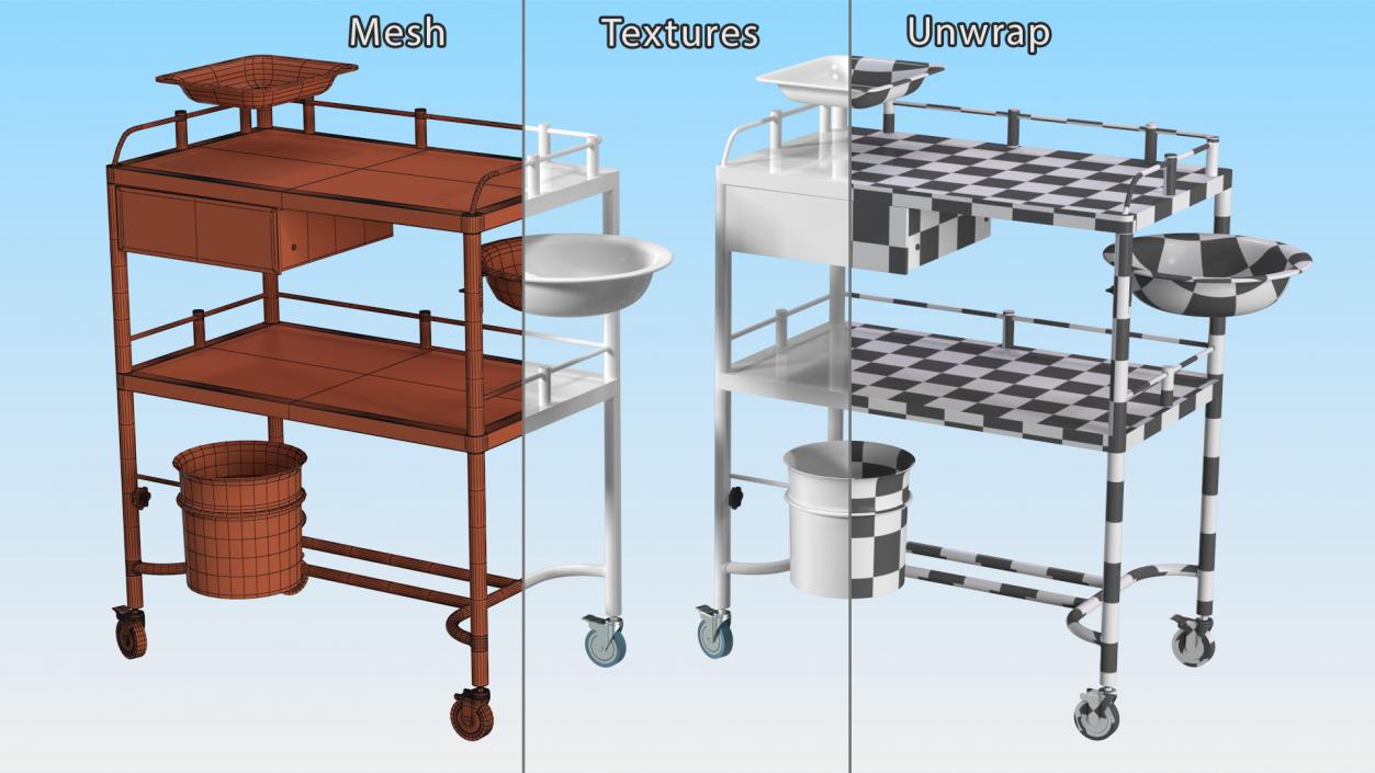 Medical Instrument Trolley White 3D