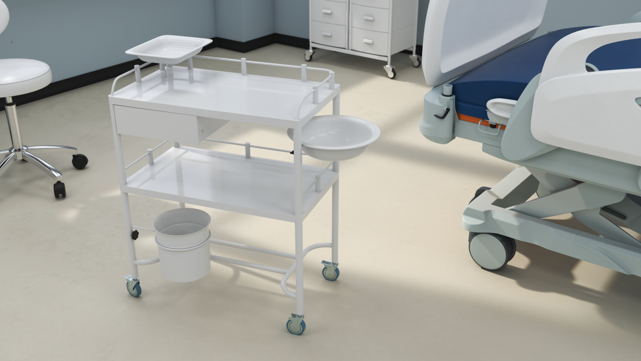 Medical Instrument Trolley White 3D