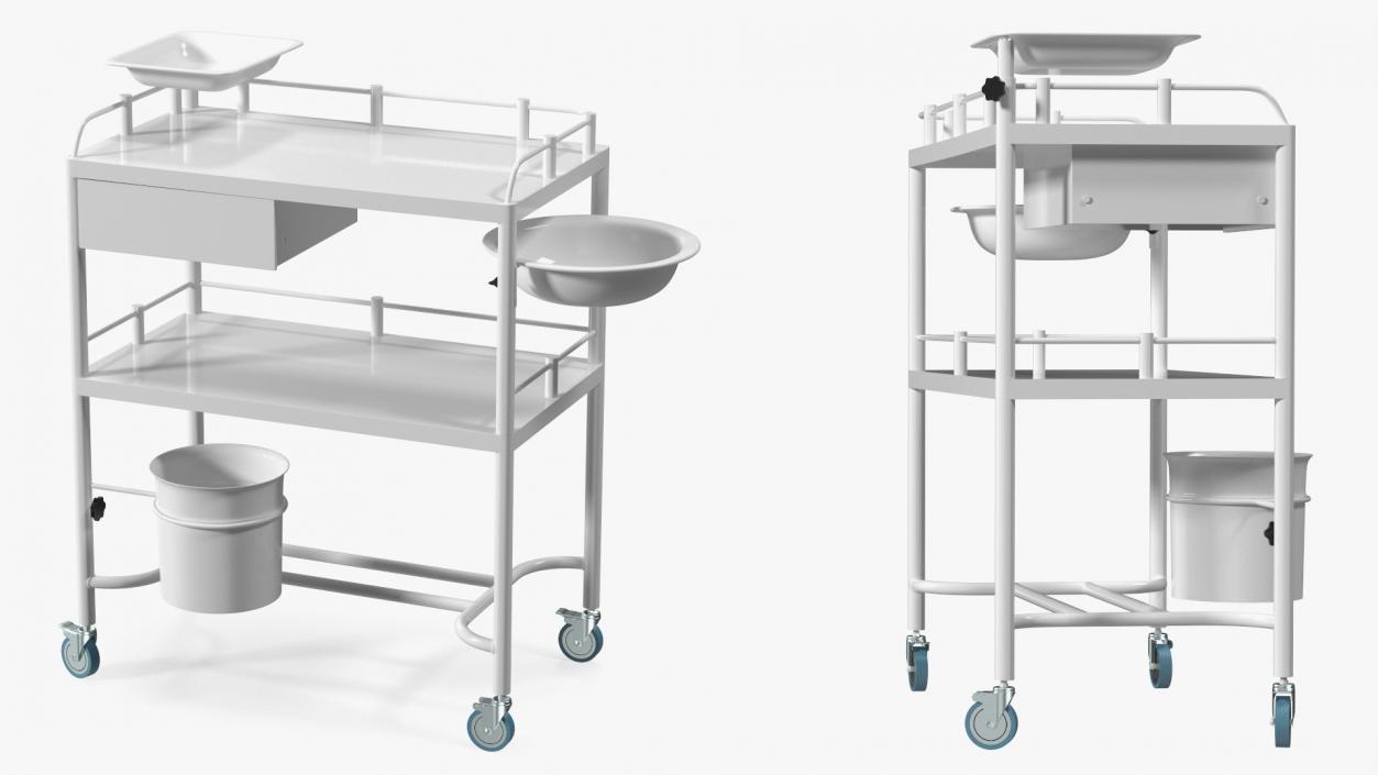 Medical Instrument Trolley White 3D