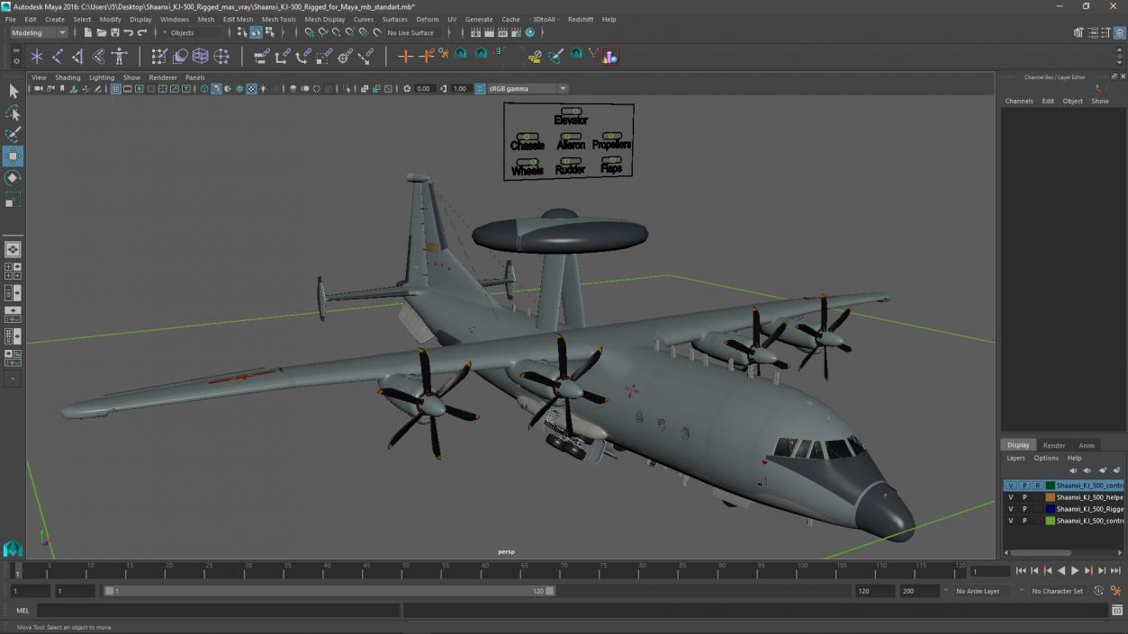 3D model Shaanxi KJ-500 Rigged for Maya