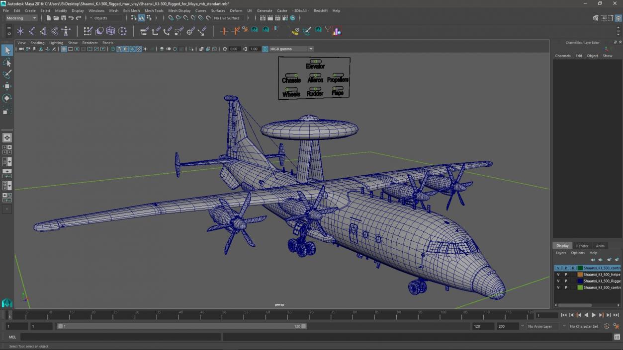 3D model Shaanxi KJ-500 Rigged for Maya