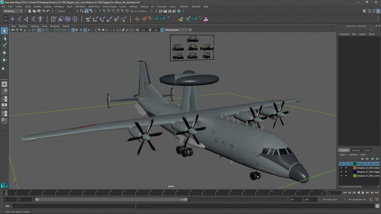 3D model Shaanxi KJ-500 Rigged for Maya