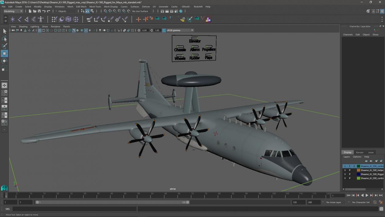 3D model Shaanxi KJ-500 Rigged for Maya