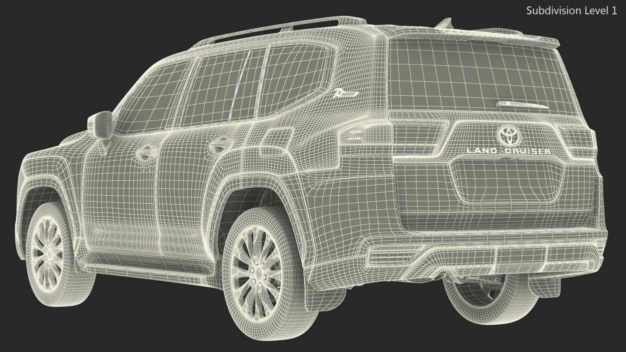 3D Toyota Land Cruiser Silver Light Off