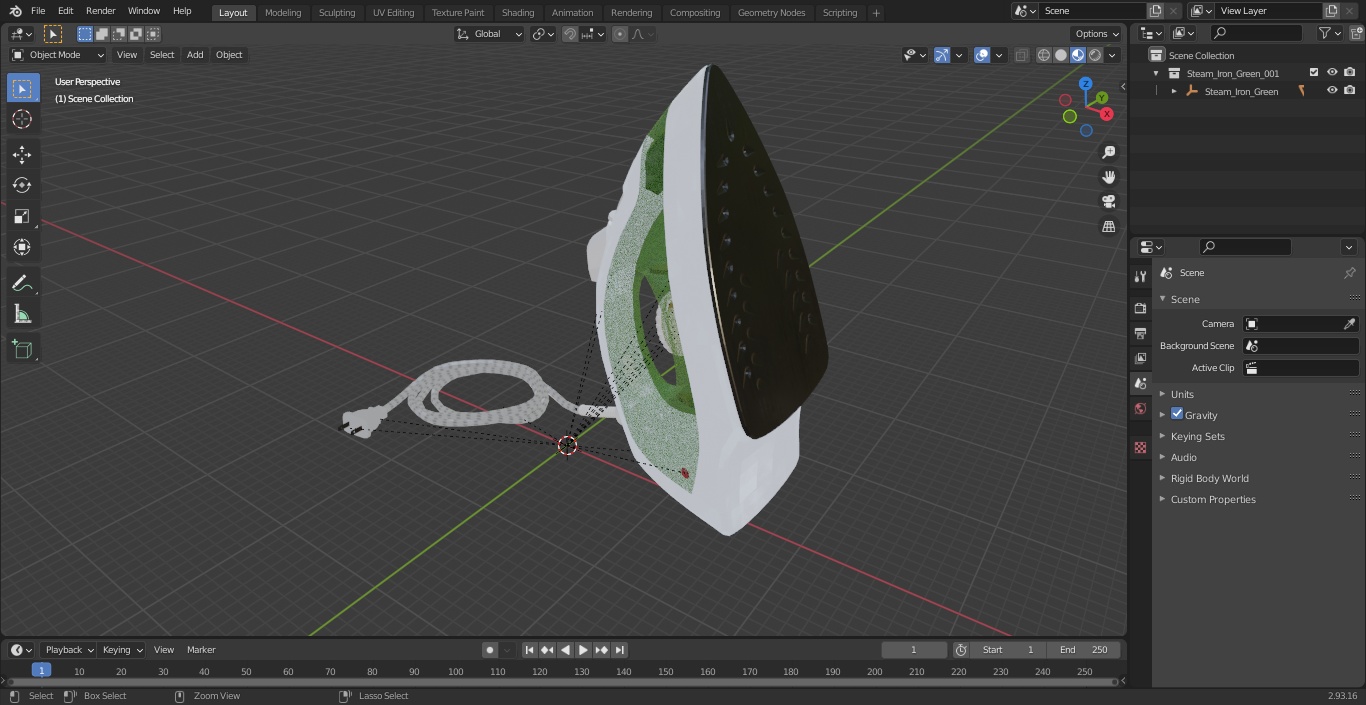 3D Steam Iron Green